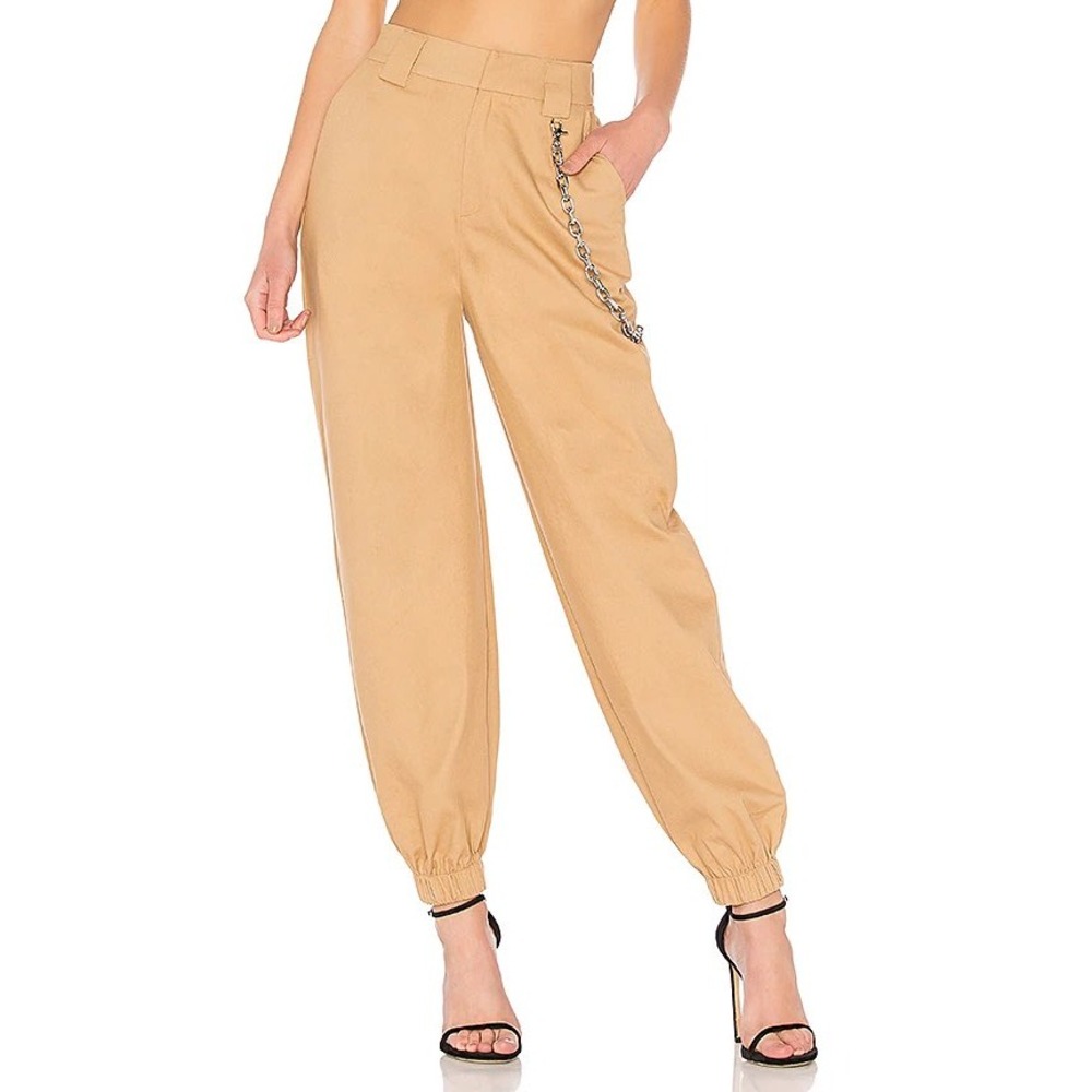 I.AM.GIA Cobra Jogger Pants Tan Khaki High Waisted‎ Elastic Cuff Utility XS